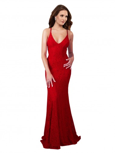 Long Red Sleeveless Mermaid Open Back Formal Dress / Bridesmaid Dress Leeds