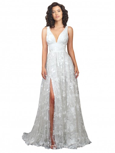Chapel Train Off White Sleeveless A-Line Low Back Wedding Dress Leeds