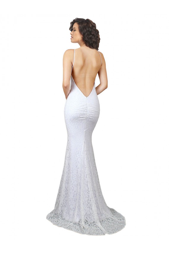 Sweep Train White Sleeveless Mermaid Open Back Wedding Dress Leeds