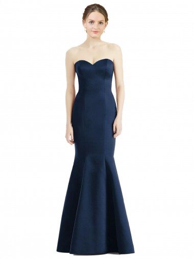 Long Floor Length Dark Navy Sleeveless Mermaid Bridesmaid Dress Leeds