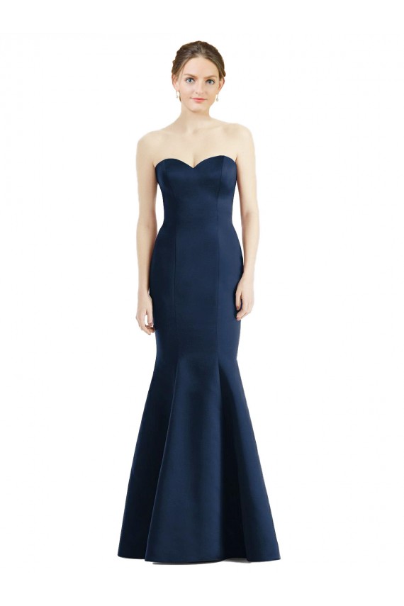 Long Floor Length Dark Navy Sleeveless Mermaid Bridesmaid Dress Leeds