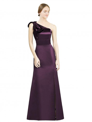 Long Grape Sleeveless Mermaid Satin Bridesmaid Dress Leeds