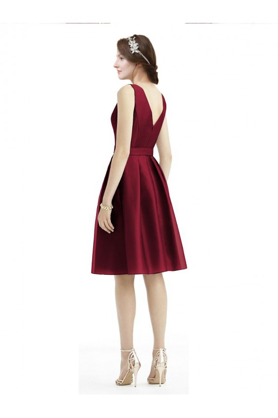 Knee Length Burgundy Sleeveless A-Line Bridesmaid Gown Leeds