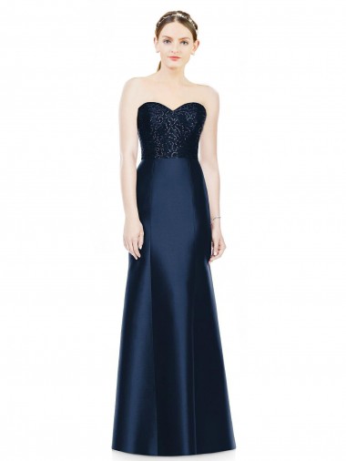 Long Dark Navy Sleeveless Mermaid Evening Dress / Bridesmaid Dress Leeds