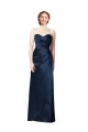 Long Dark Navy Sleeveless A-Line Satin Bridesmaid Dress Leeds