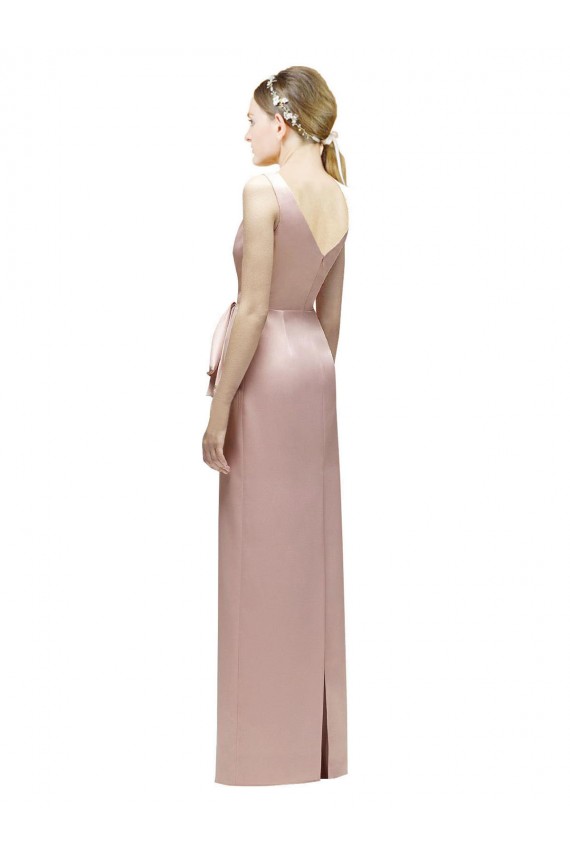 Long Pink Sleeveless Sheath V-Back Bridesmaid Dress Leeds
