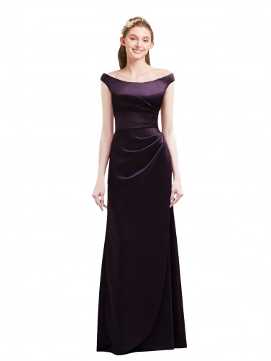 Long Grape Cap Sleeves A-Line Bridesmaid Dress Leeds
