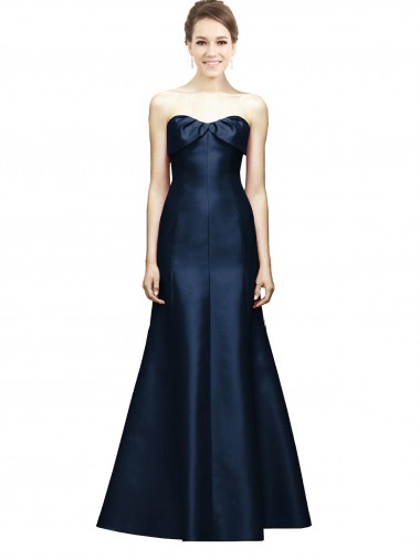 Long Dark Navy Sleeveless Mermaid Bridesmaid Dress Leeds