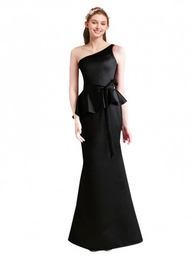 Long Black Sleeveless Mermaid Satin Bridesmaid Dress Leeds