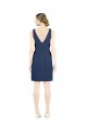 Knee Length Dark Navy Sleeveless A-Line Open Back Evening Gown / Bridesmaid Dress Leeds