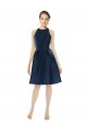 Cocktail Length Dark Navy Sleeveless A-Line Bridesmaid Dress Leeds