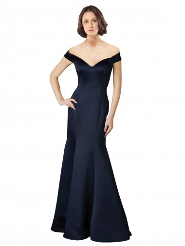 Long Dark Navy Cap Sleeves Mermaid Prom Dress / Bridesmaid Dress Leeds
