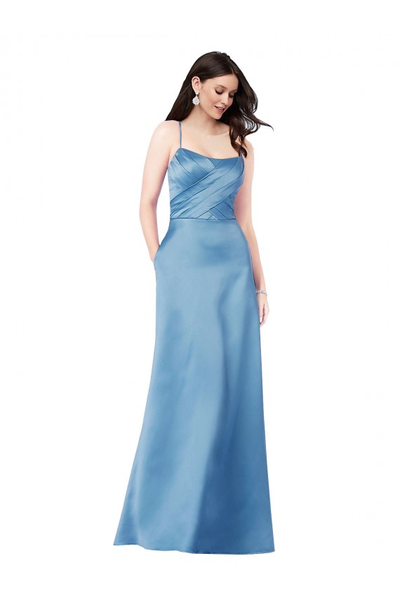 Long Sky Blue Sleeveless Sheath Open Back Formal Evening Gown / Prom Dress / Bridesmaid Dress Leeds