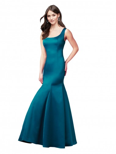 Long Peacock Blue Sleeveless Mermaid Prom Dress / Bridesmaid Dress Leeds