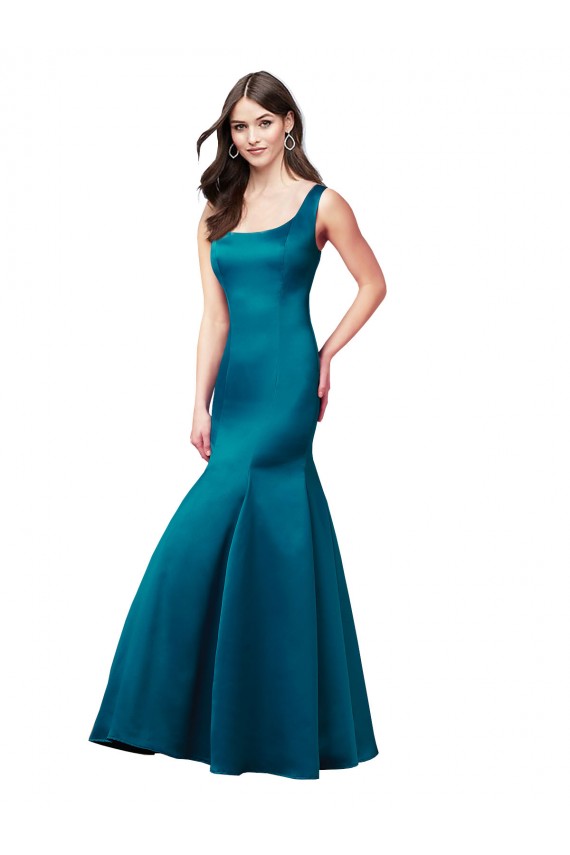 Long Peacock Blue Sleeveless Mermaid Prom Dress / Bridesmaid Dress Leeds