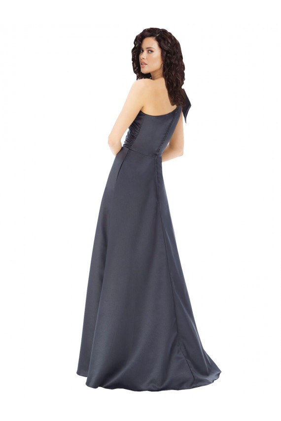 Long Slate Grey Sleeveless A-Line Satin Formal Evening Gown / Prom Dress / Bridesmaid Dress Leeds