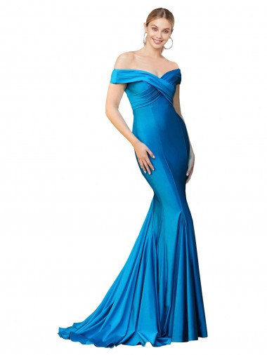 Long Peacock Blue Sleeveless Mermaid Formal Evening Gown / Prom Dress / Bridesmaid Dress Leeds