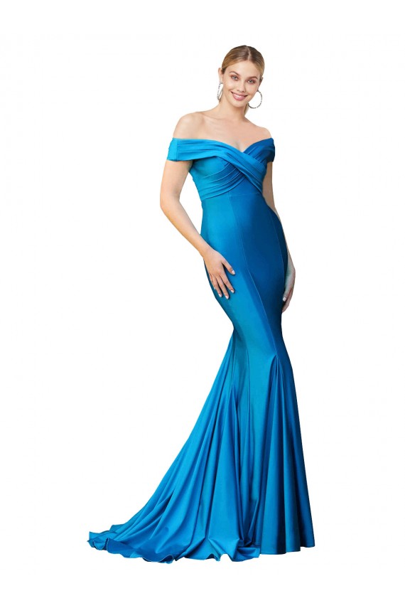 Long Peacock Blue Sleeveless Mermaid Formal Evening Gown / Prom Dress / Bridesmaid Dress Leeds