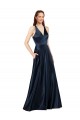 Long Dark Navy Sleeveless A-Line Keyhole Back Formal Evening Gown / Prom Dress / Bridesmaid Dress Leeds