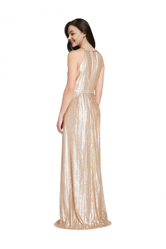 Long Gold Sleeveless Sheath Formal Evening Gown / Prom Dress / Bridesmaid Dress Leeds