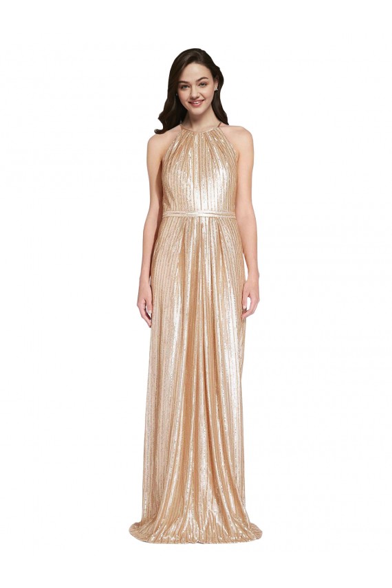Long Gold Sleeveless Sheath Formal Evening Gown / Prom Dress / Bridesmaid Dress Leeds