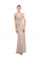 Long Silver Sleeveless Sheath V-Back Formal Evening Gown / Prom Dress / Bridesmaid Dress Leeds