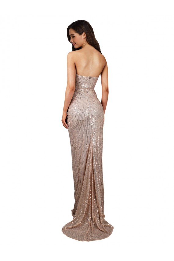 Long Champagne Sleeveless Mermaid Low Back Formal Evening Gown / Prom Dress / Bridesmaid Dress Leeds