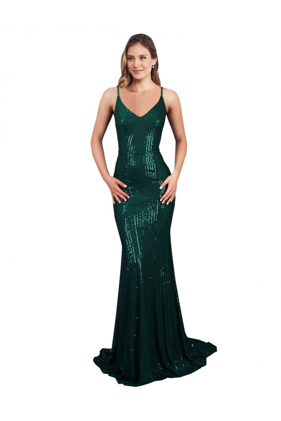 Long Dark Green Sleeveless Mermaid Low Back Formal Evening Gown / Prom Dress / Bridesmaid Dress Leeds