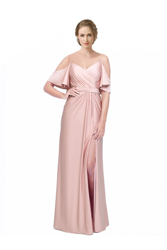 Long Cold Shoulder Sheath Low Back Formal Evening Gown / Prom Dress / Bridesmaid Dress Leeds