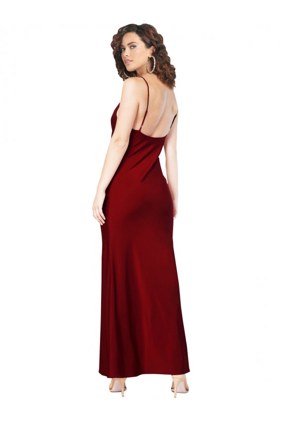 Long Burgundy Sleeveless Sheath Low Back Black Tie Evening Gown / Prom Dress / Bridesmaid Dress Leeds