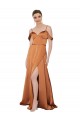 Long Orange Cold Shoulder A-Line Low Back Formal Evening Gown / Prom Dress / Bridesmaid Dress Leeds