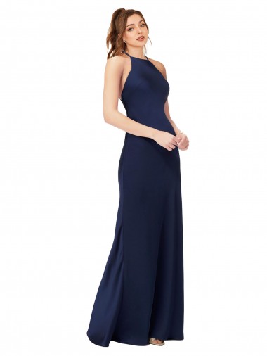 Long Sapphire Sleeveless Sheath Open Back Formal Evening Gown / Prom Dress / Bridesmaid Dress Leeds
