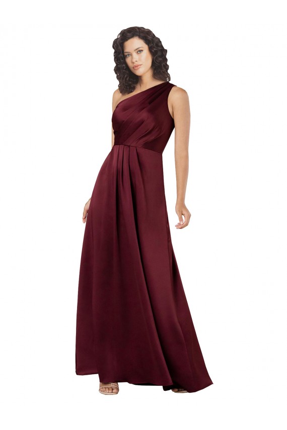 Long Burgundy Sleeveless A-Line Silk like Satin Formal Evening Gown / Prom Dress / Bridesmaid Dress Leeds