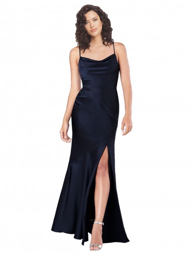 Long Dark Navy Sleeveless A-Line Black Tie Evening Gown / Prom Dress / Bridesmaid Dress Leeds