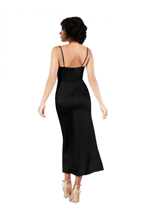 Tea Length Black Sleeveless A-Line Formal Evening Gown / Prom Dress / Bridesmaid Dress Leeds