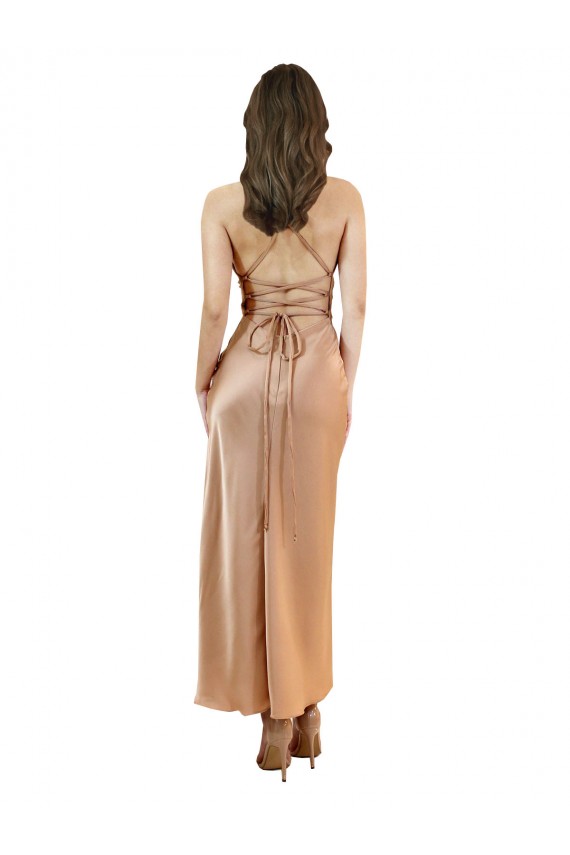Midi Length Rose Gold Sleeveless Sheath Open Back Formal Evening Gown / Prom Dress / Bridesmaid Dress Leeds