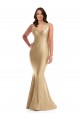 Long Soft Gold Sleeveless Mermaid V-Back Formal Plus Size Evening Gown / Prom Dress / Bridesmaid Dress Leeds