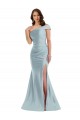 Long Light Sky Blue Sleeveless Mermaid Side Slit Formal Evening Gown / Prom Dress / Bridesmaid Dress Leeds