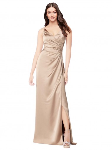 Long Champagne Pink Sleeveless A-Line Low Back Formal Evening Gown / Prom Dress / Bridesmaid Dress Leeds