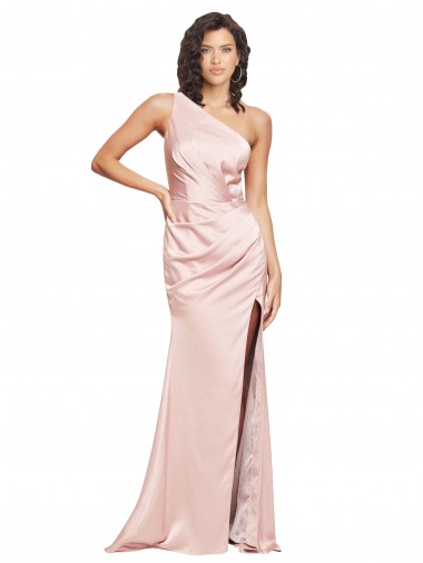 Long Pink Sleeveless Sheath Low Back High Slit Formal Evening Gown / Prom Dress / Bridesmaid Dress Leeds