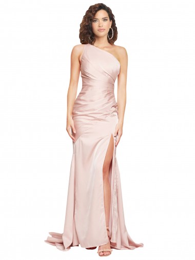 Long Pink Sleeveless Sheath High Slit Black Tie Evening Gown / Prom Dress / Bridesmaid Dress Leeds