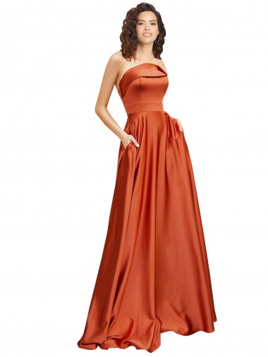 Sweep Train Burnt Orange Sleeveless A-Line Low Back Formal Evening Gown / Prom Dress / Bridesmaid Dress Leeds