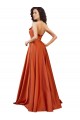 Sweep Train Burnt Orange Sleeveless A-Line Low Back Formal Evening Gown / Prom Dress / Bridesmaid Dress Leeds