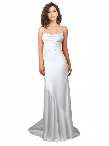 Sweep Train White Sleeveless Sheath Open Back Beach Wedding Dress Leeds