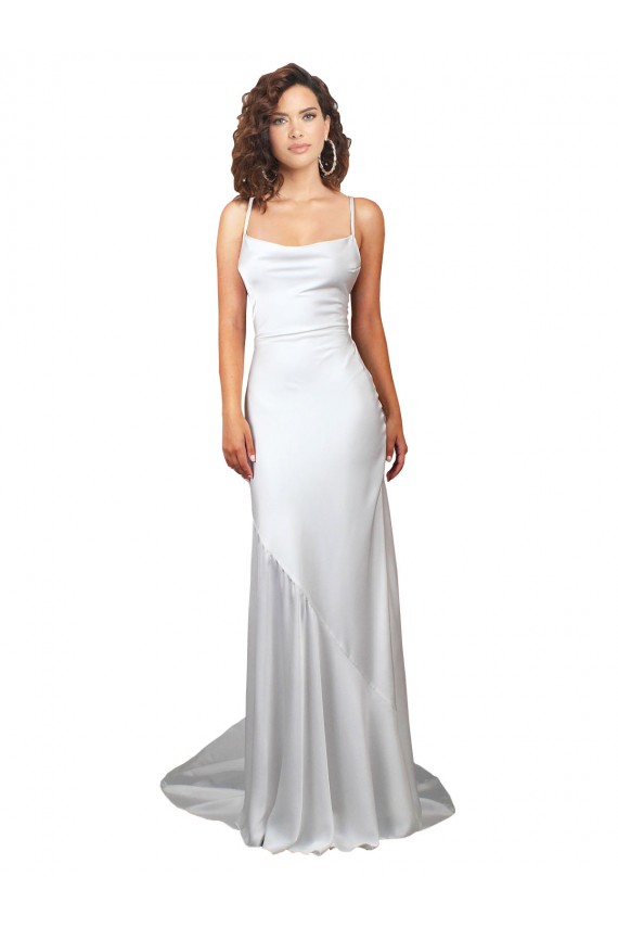 Sweep Train White Sleeveless Sheath Open Back Beach Wedding Dress Leeds