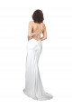 Sweep Train White Sleeveless Sheath Open Back Beach Wedding Dresses Leeds