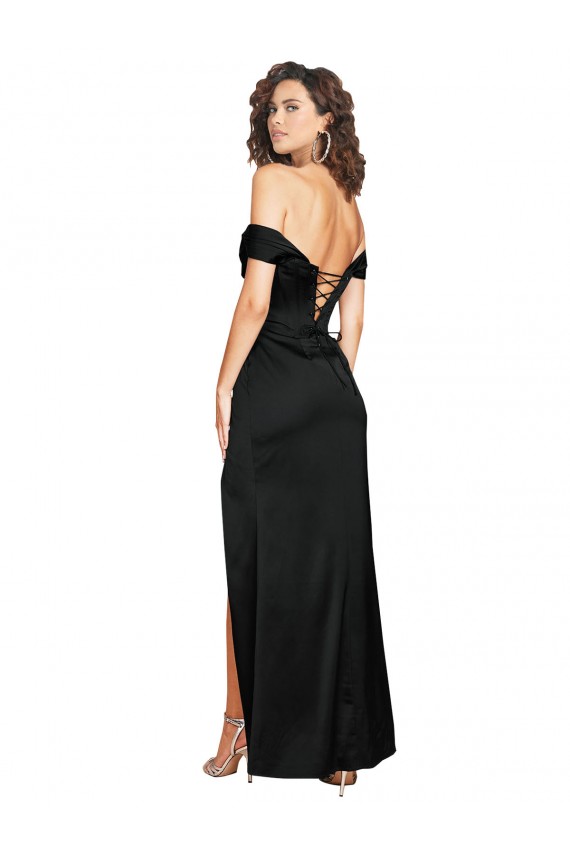 Long Black Sleeveless A-Line Low Back Black Tie Evening Gown / Prom Dress / Bridesmaid Dress Leeds