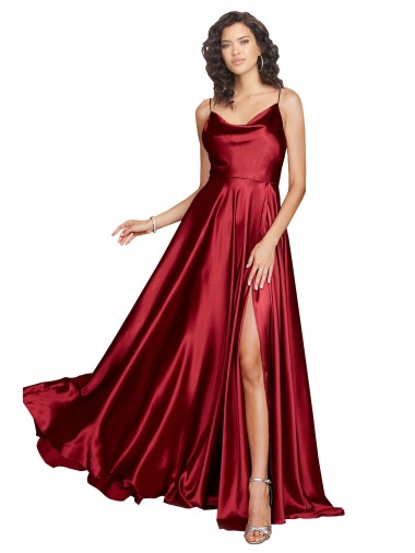 Long Burgundy Sleeveless A-Line Low Back Silk like Satin Black Tie Evening Gown / Prom Dress / Bridesmaid Dress Leeds