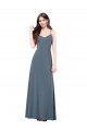 Long Slate Grey Sleeveless A-Line Low Back Prom Dress / Bridesmaid Dress Leeds