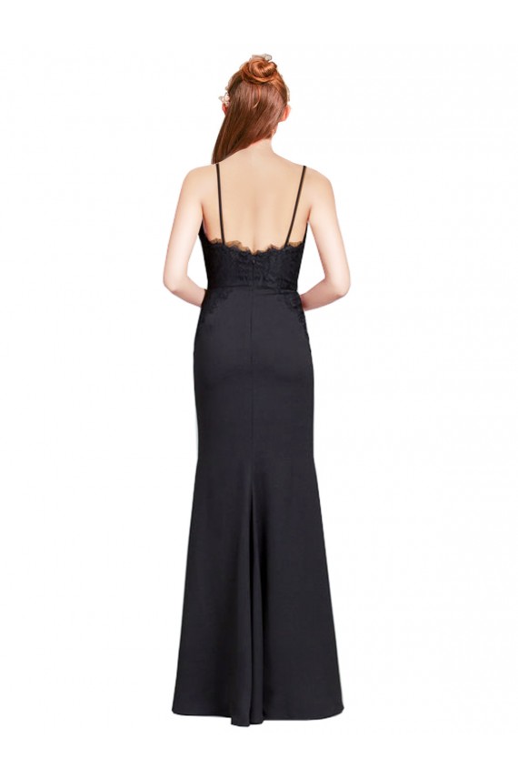 Long Black Sleeveless Mermaid Low Back Prom Dress / Bridesmaid Dress Leeds